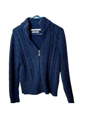 Tommy Hilfiger men’s angora and lambswool blue zip up Sweater size large